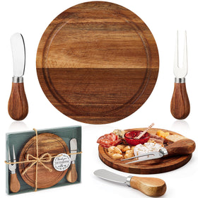 Maxcheck round acacia cheese board for stylish entertaining at events.