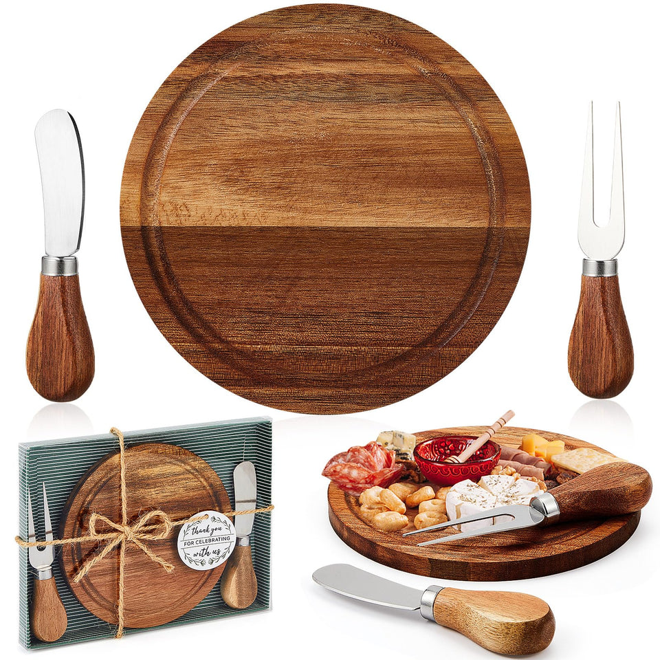 Maxcheck round acacia cheese board for stylish entertaining at events.