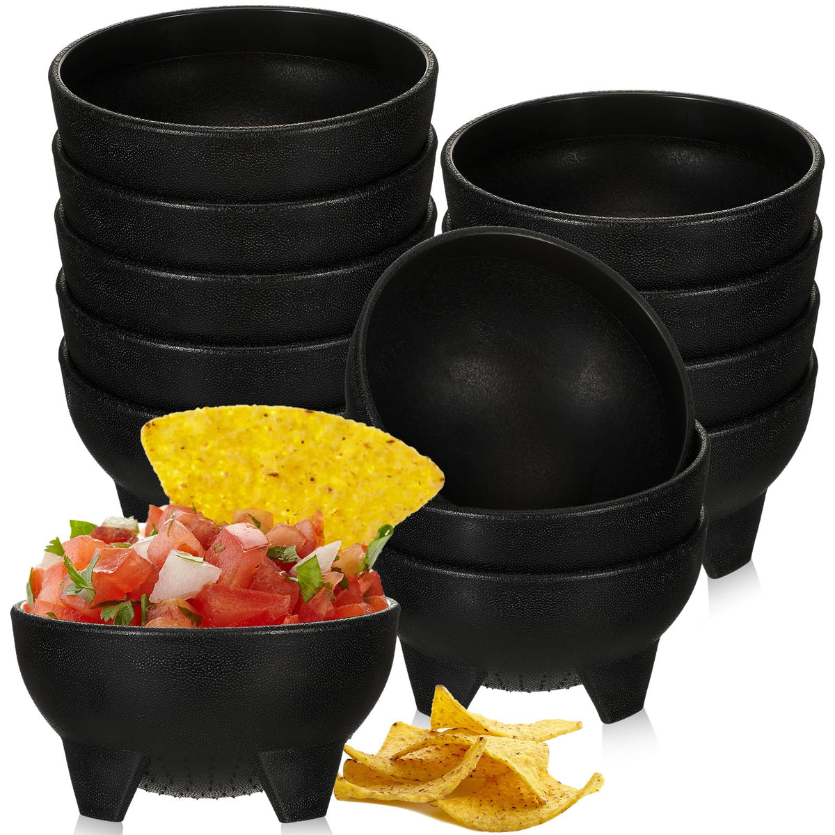 Maxcheck salsa bowls 12-pack in black for stylish party dipping and serving.