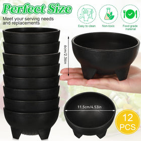 Maxcheck salsa bowls 4.5-inch black dip plates for chips and dips.