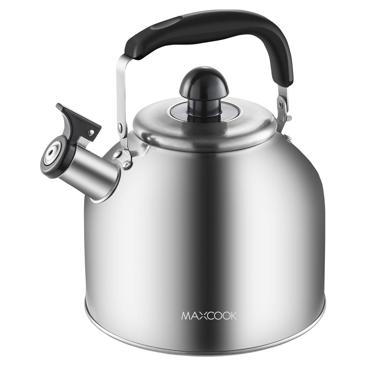 MAXCOOK 4.2 qt stainless kettle with brushed satin finish for durable daily use.