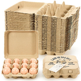 Maxdot egg cartons stacked, showing sturdy paper pulp design for safe egg storage.