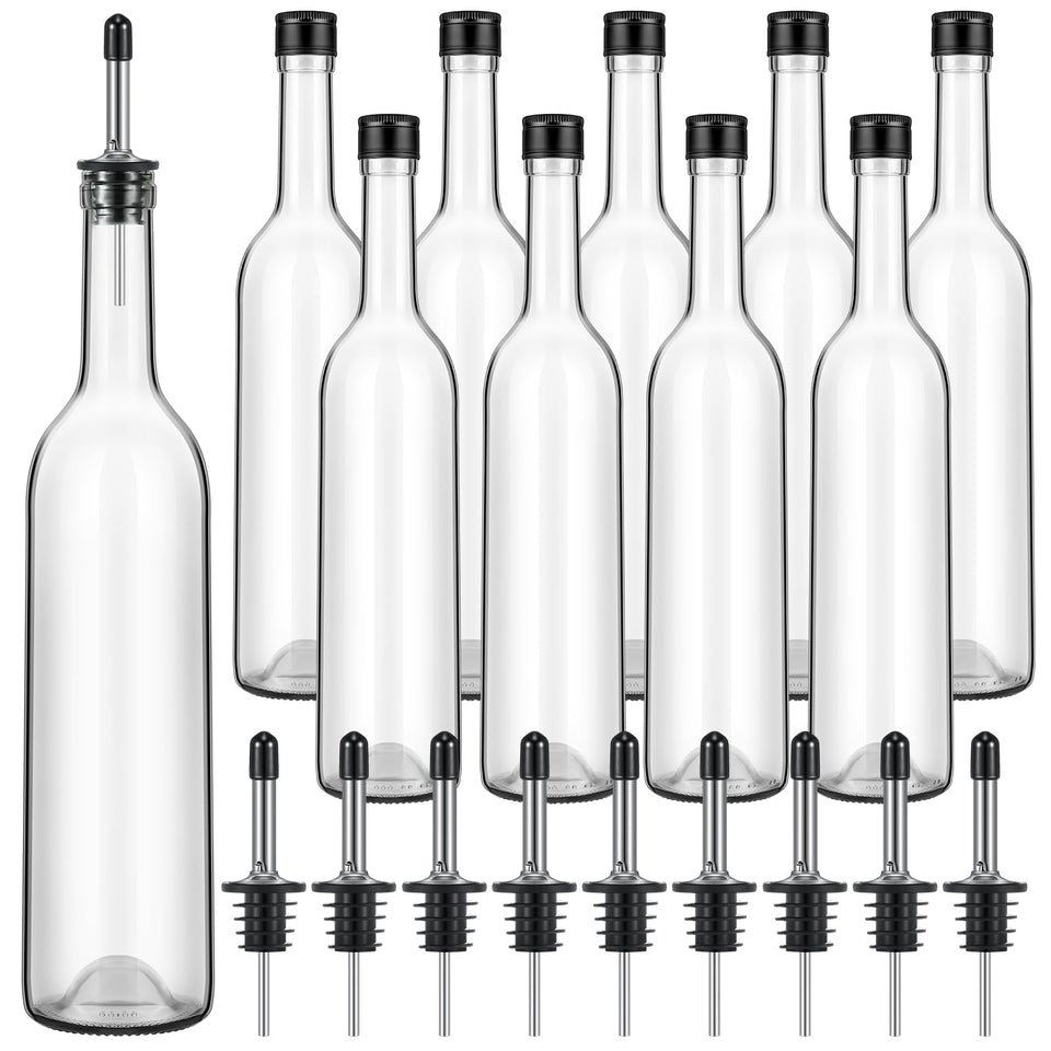 Maxdot long-neck glass bottle with pourer for precise pouring at home bars.