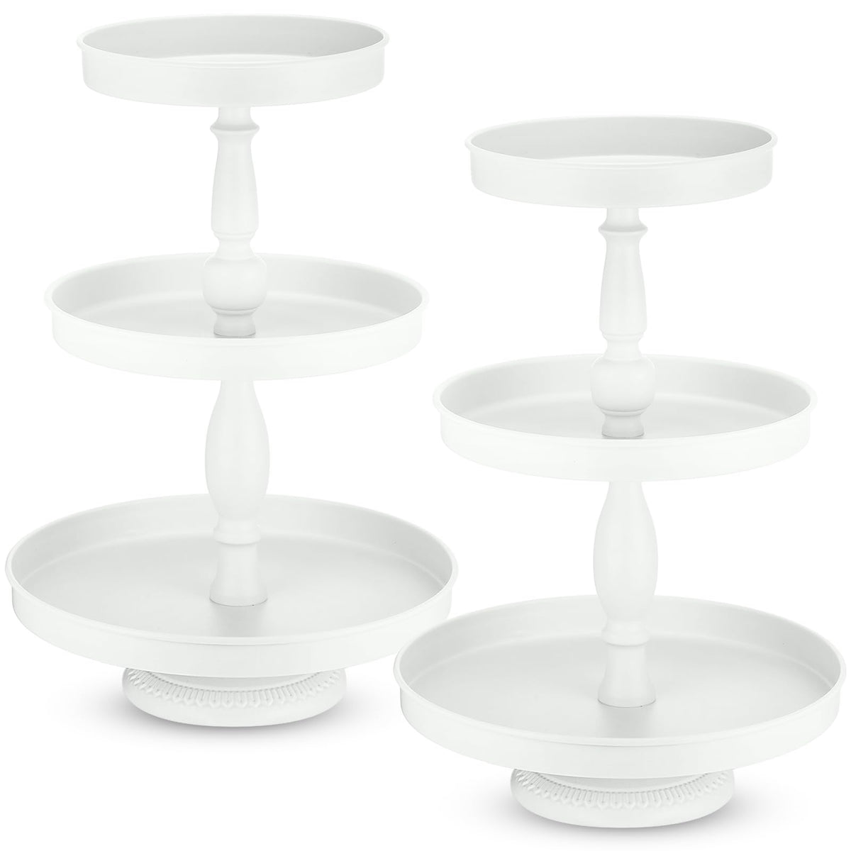 Maxdot two-piece three-tier cupcake stand white assembly showcases elegant dessert presentation