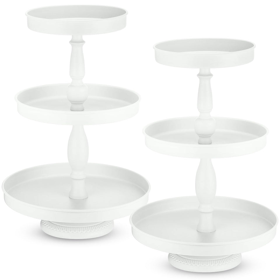 Maxdot two-piece three-tier cupcake stand white assembly showcases elegant dessert presentation