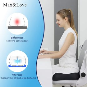 Max&Love coccyx cutout cushion contours to the body for targeted coccyx relief.