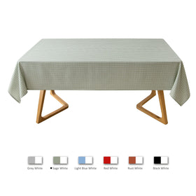 Maxmill spillproof gingham plaid tablecloth protecting surfaces during events
