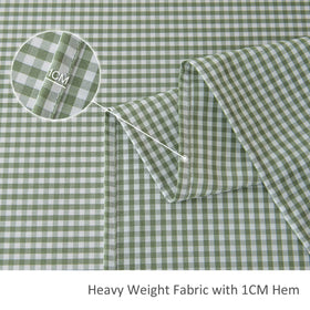 Maxmill gingham plaid tablecloth with folded border and fine stitching