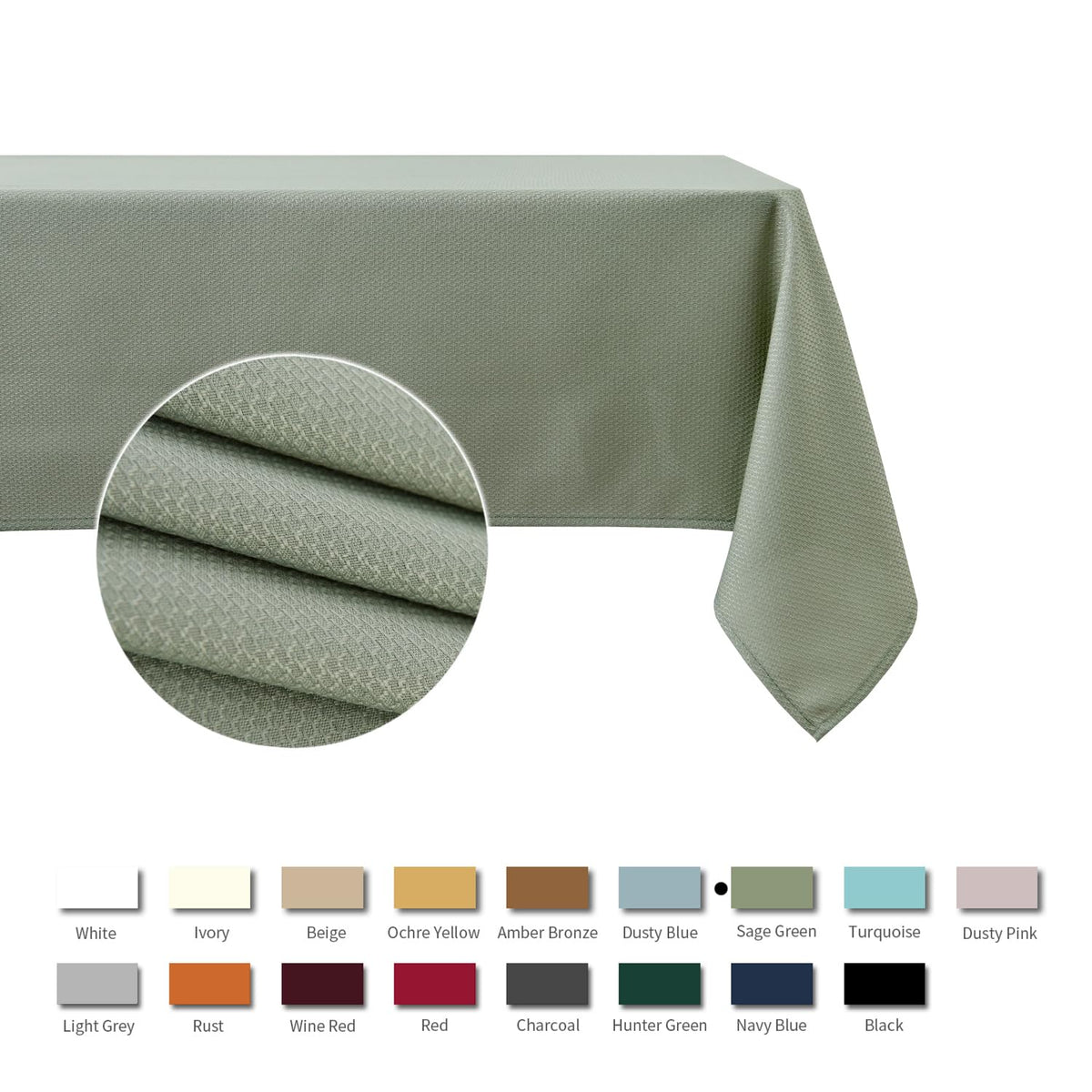 Maxmill wrinkle-resistant fabric keeps table setup neat through meals.