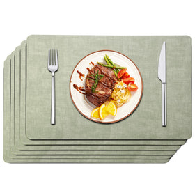 Maxpearl faux leather placemats in sage green for elegant everyday dining.