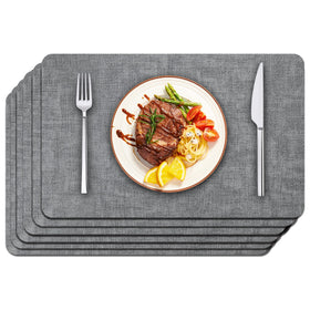 Maxpearl faux leather placemats protect the table while adding subtle grey style.