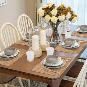 Maxpearl placemats heat resistant up to 212°F protecting surfaces during hot dishes.