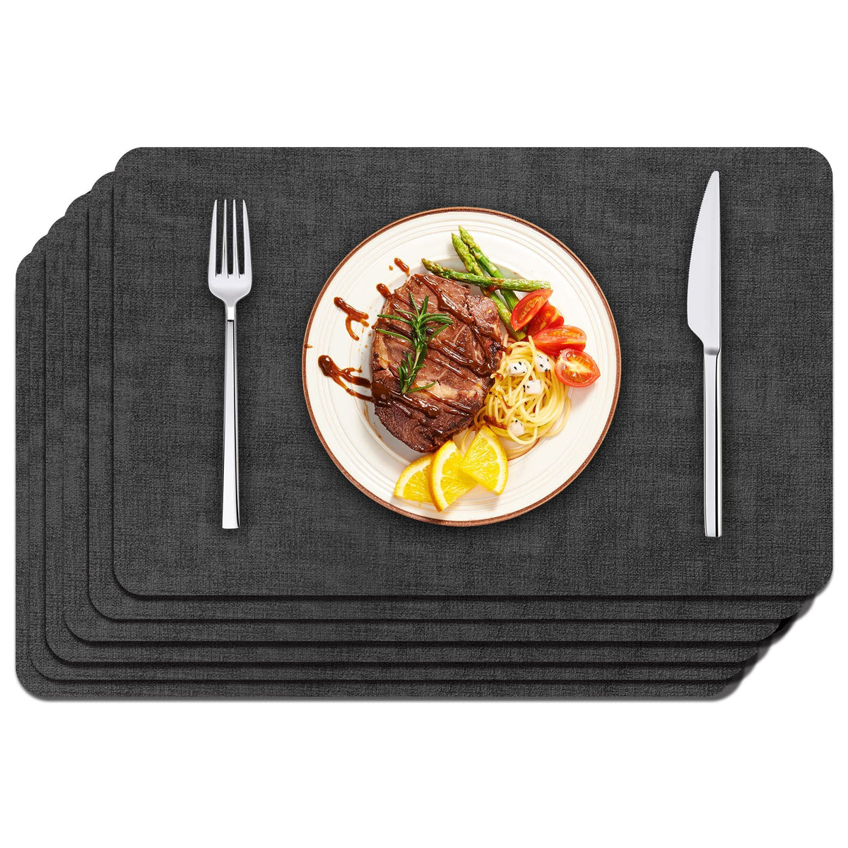 Maxpearl faux leather placemats set-6: durable, wipe-clean protection for daily dining.