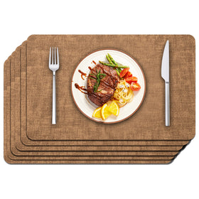 Maxpearl faux leather placemats set6 in brown; adds sophisticated protection to DIY meals.