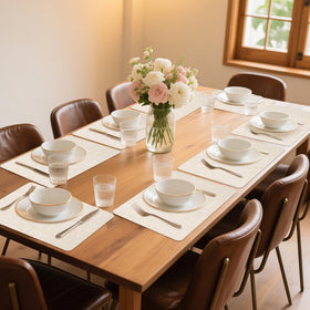 Maxpearl placemats beige on dining table with wipe clean surface
