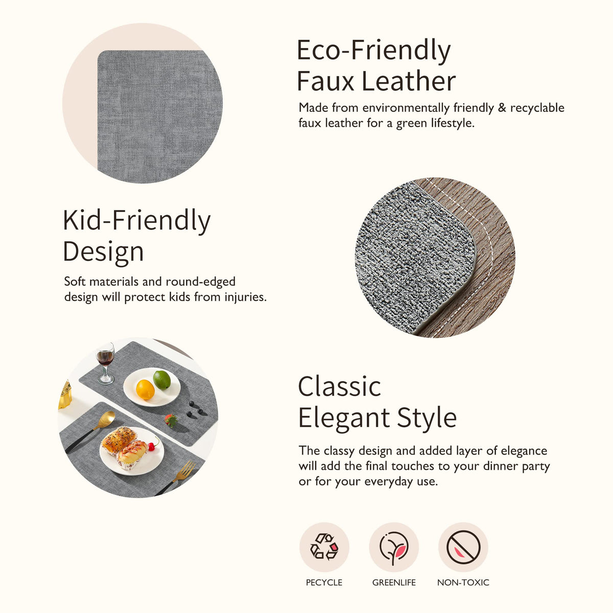 Maxpearl heat-resistant placemats guard surfaces from hot dishes up to 212°F.