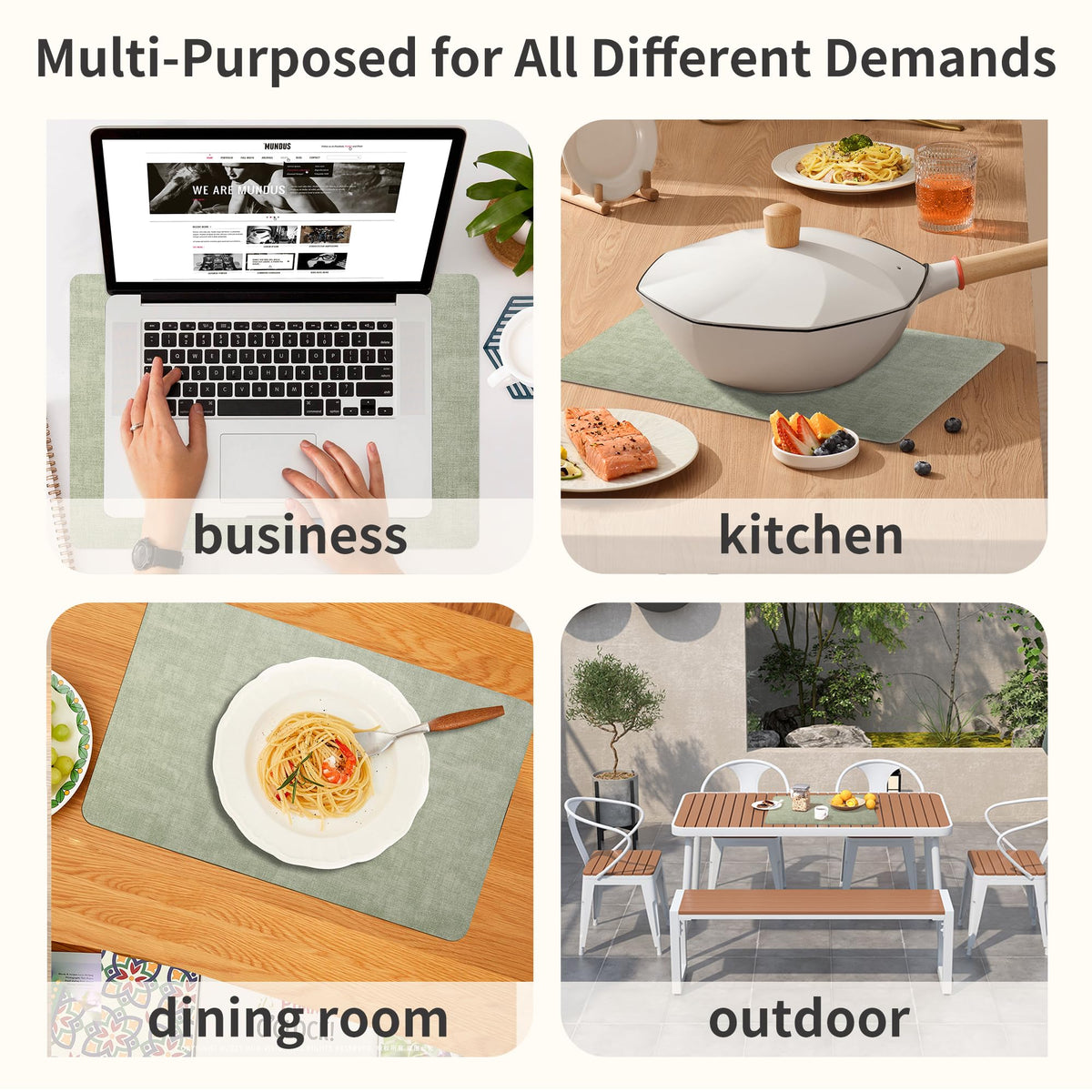 Maxpearl reversible placemats extend wear and styling options.