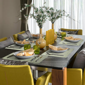 Maxpearl sage green placemats add a subtle color accent to tables.