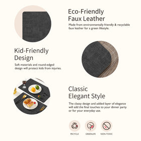Maxpearl textured faux leather placemats offer a rich look with practical protection.