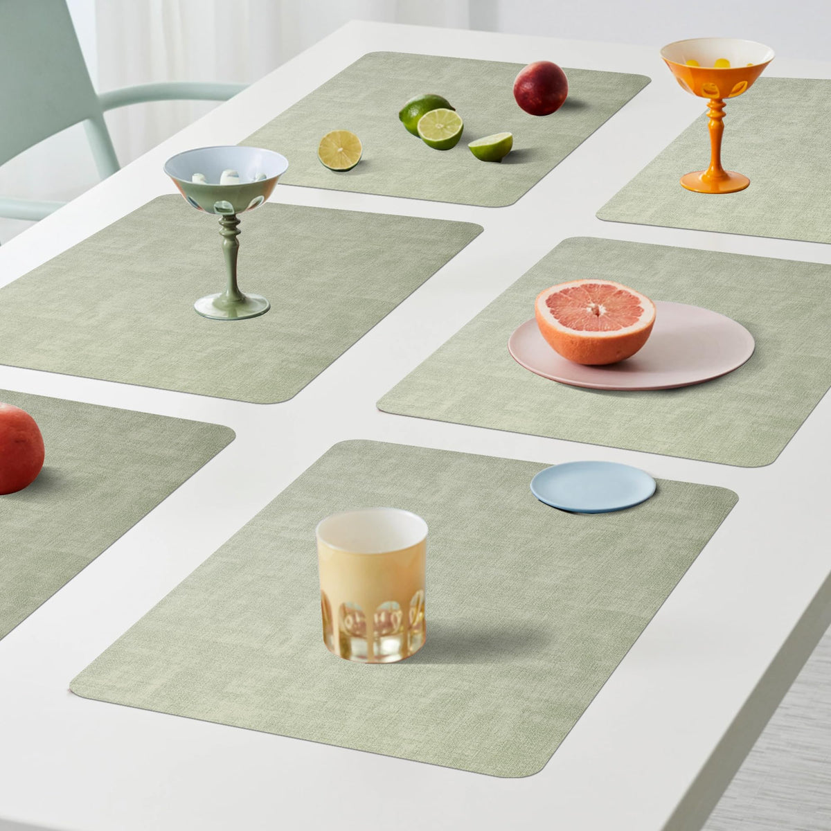 Maxpearl waterproof placemats resist spills for quick cleanup.