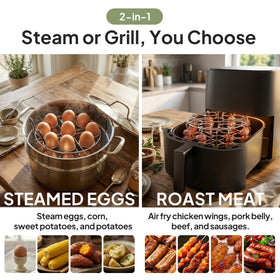 Maxracy egg steamer rack in a 6qt/8qt Instant Pot setup for efficient steaming.
