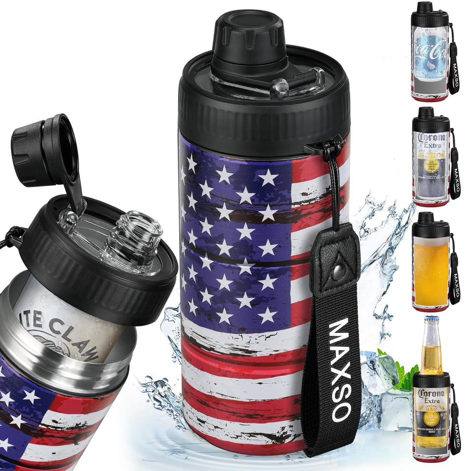 MAXSO 5-in-1 cooler with spout lid preserves fizz for carbonated drinks