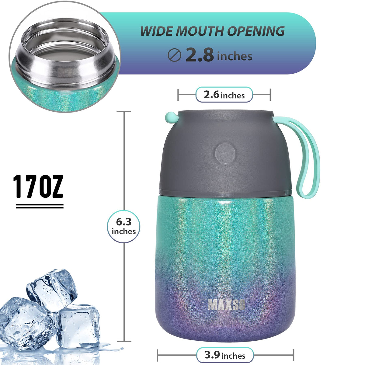 MAXSO Soup Thermo leakproof lid prevents spills during travel.