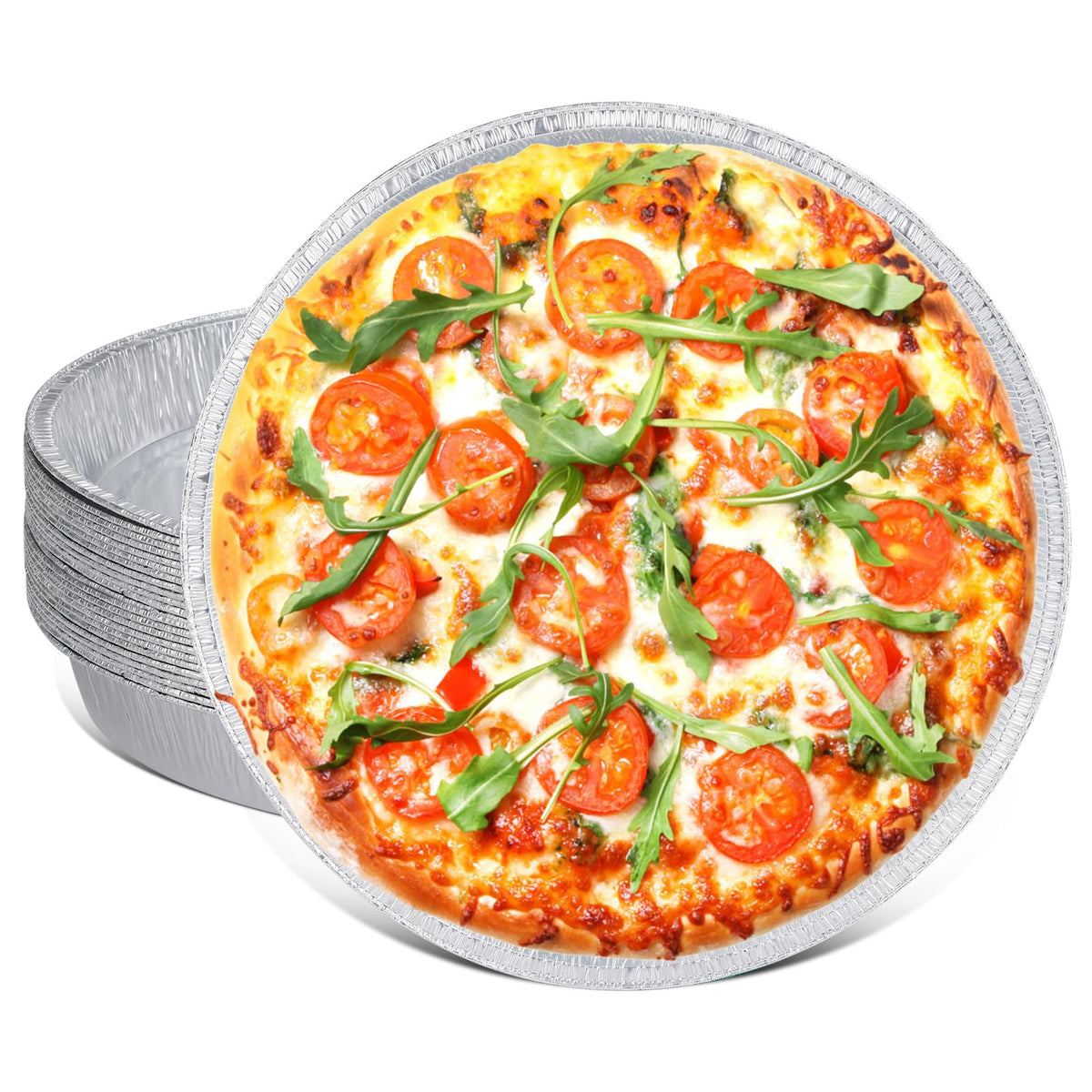 MAXTBEE 12-inch aluminum pizza pan with rim for even heat and crisp crust.
