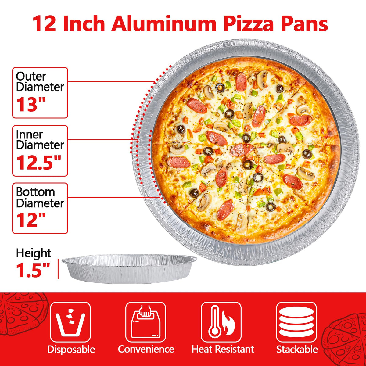 MAXTBEE 25-pack disposable pizza pans for quick, mess-free gatherings.