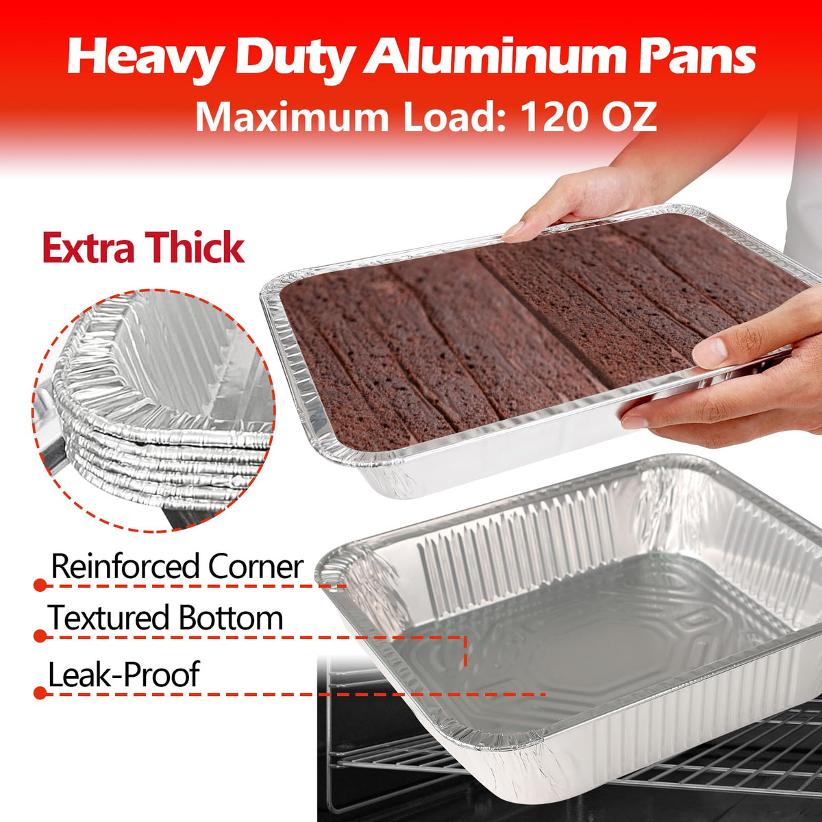 MAXTBEE foil trays are oven and freezer safe for versatile kitchen use.