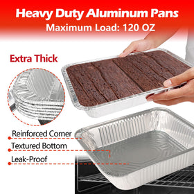MAXTBEE foil trays are oven and freezer safe for versatile kitchen use.