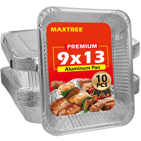 MAXTBEE 9x13 foil pans with lid for organized meal prep and easy transport.