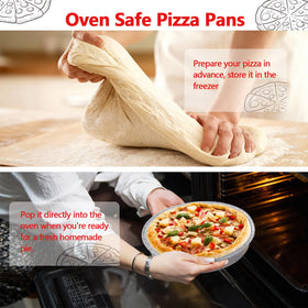 MAXTBEE pizza pan rim-detail showing sturdy 1-inch rim prevents leaks.