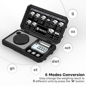 MAXUS calibration weight included for accurate calibration and reliable results.