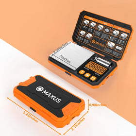 MAXUS pocket scale delivers 200 x 0.01g precision for tiny items.
