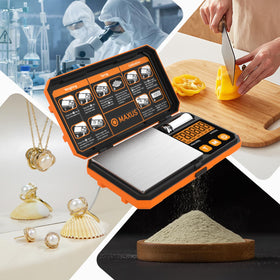 MAXUS pocket scale with rubberized corners for secure, slip-free handling.