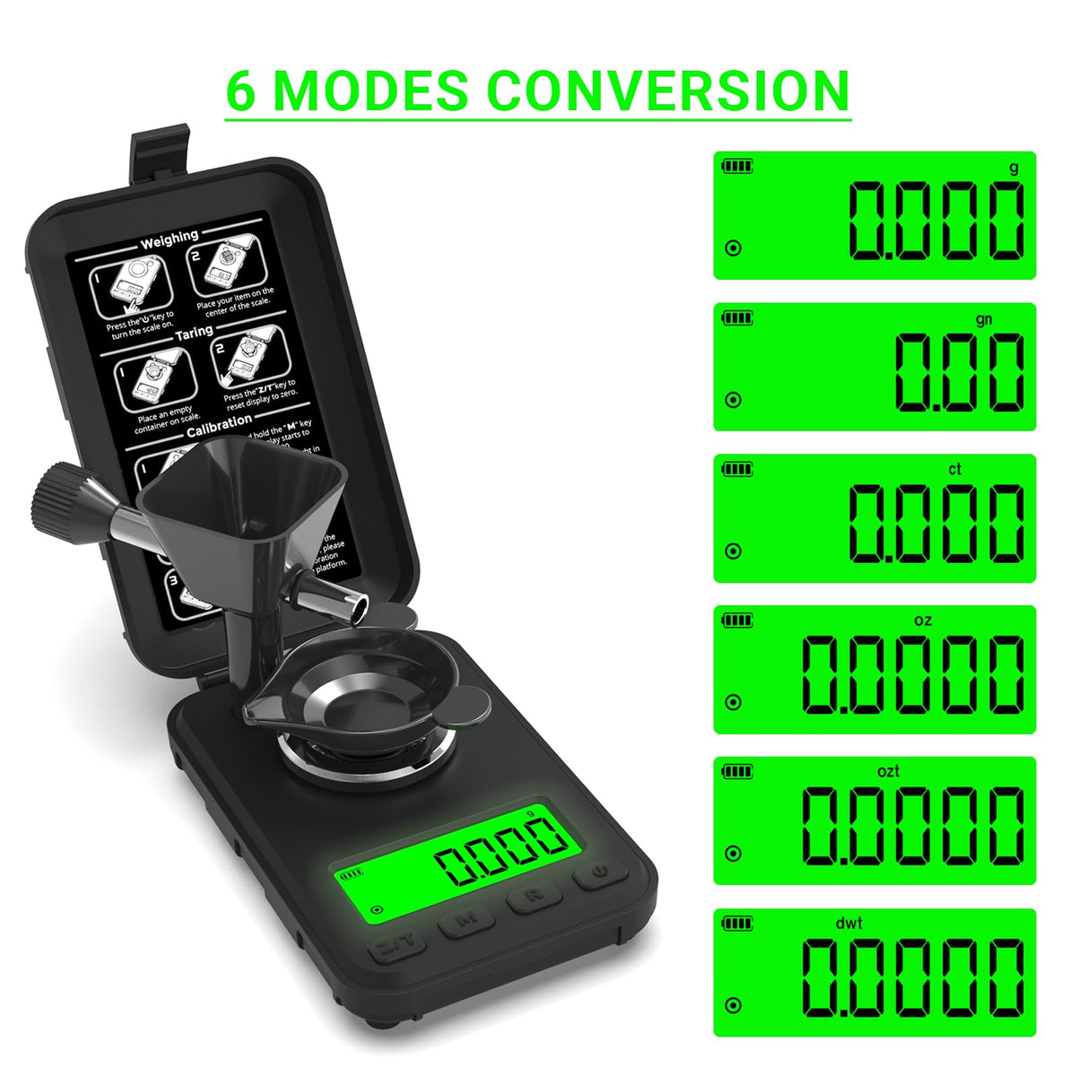 MAXUS precision 0.001g for tiny, accurate increments.