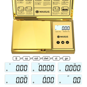 Backlit display with large digits on the MAXUS scale in low light.
