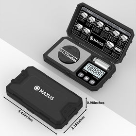 MAXUS scale offers g, oz, ozt, dwt, ct, gn options for flexible measurement.