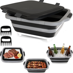 MAYALEAD BBQ prep tub collapsible for organized outdoor cooking and easy cleaning