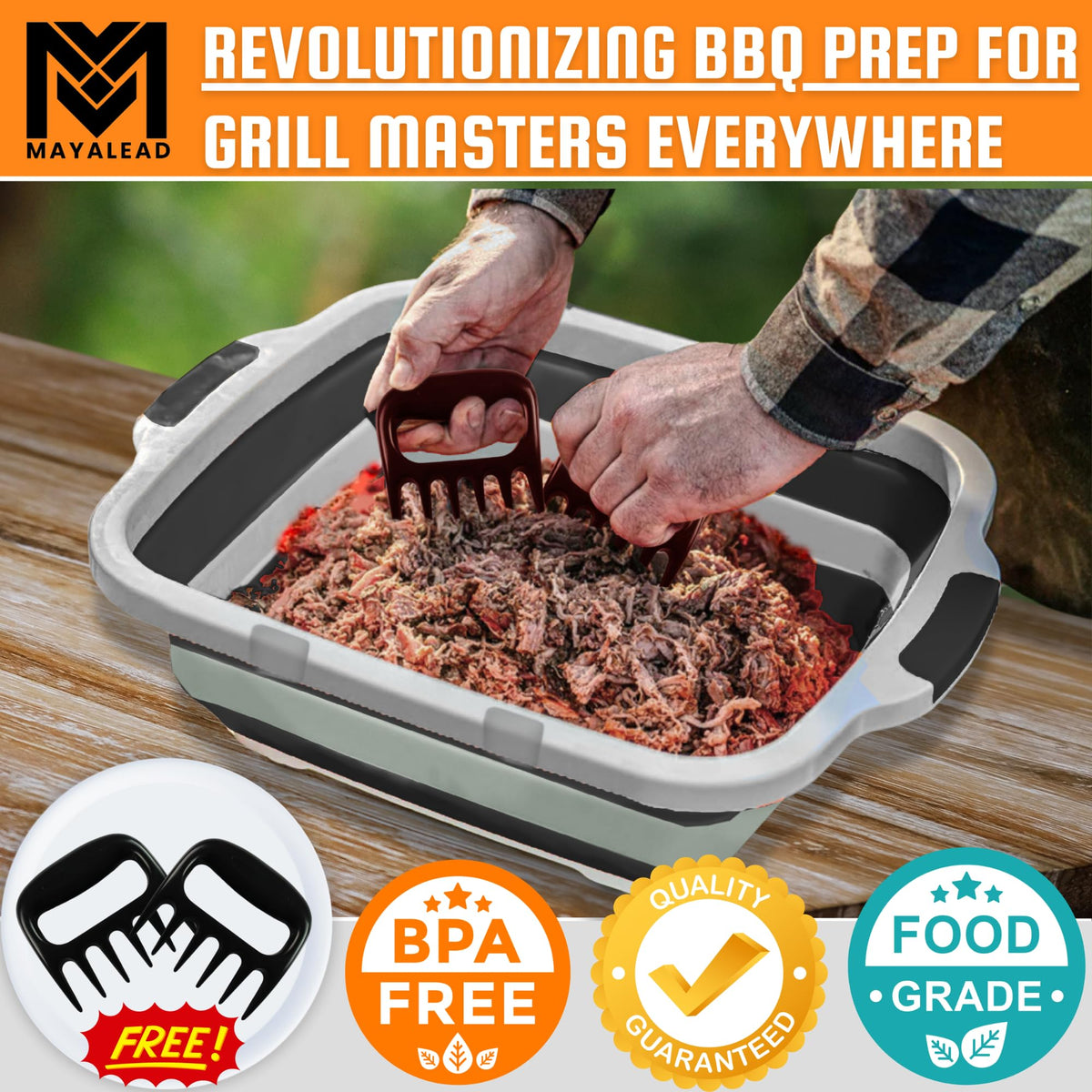 MAYALEAD BBQ prep tub lid lock for secure transport and spill prevention