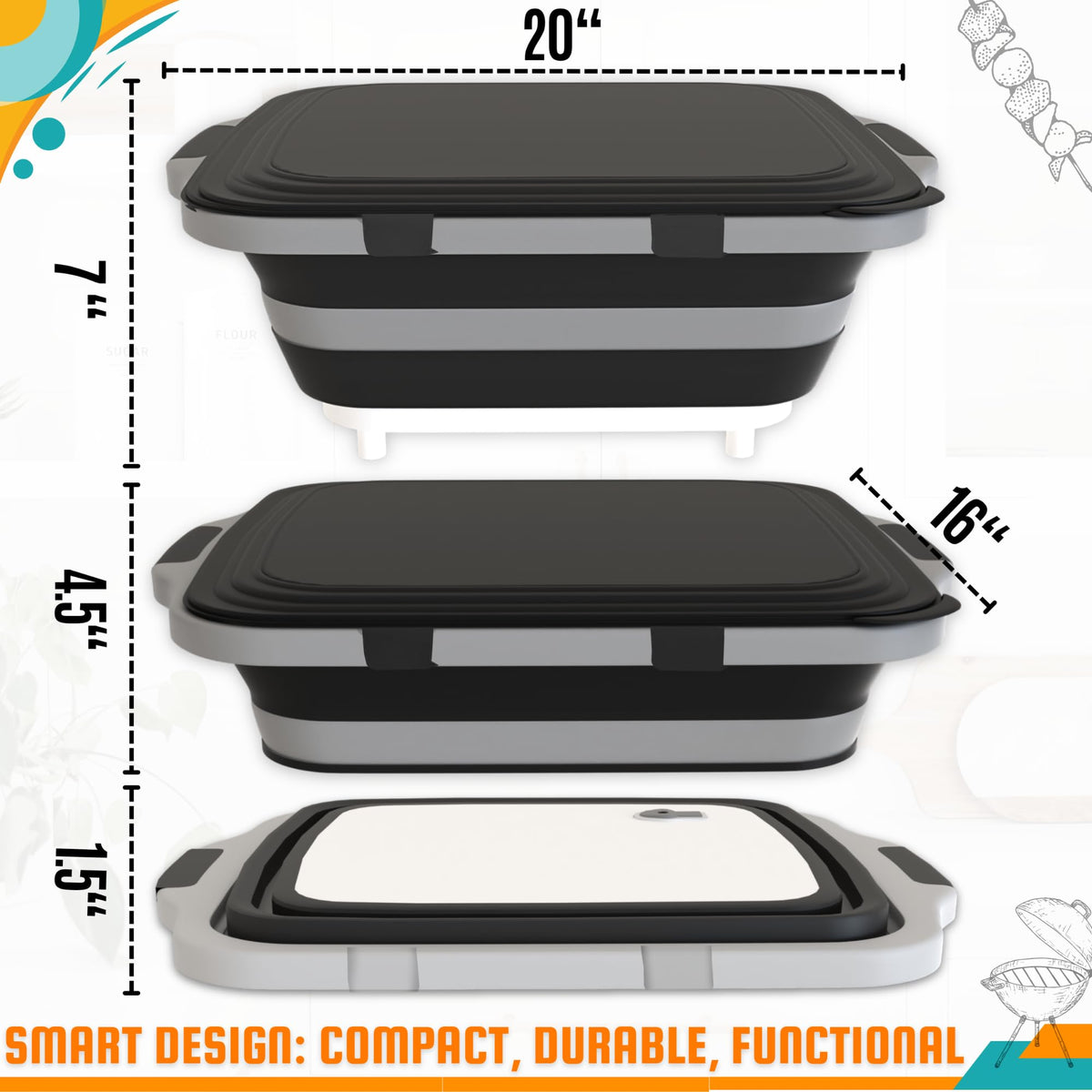 MAYALEAD cutting board collapsible lid for compact storage and safe lid use