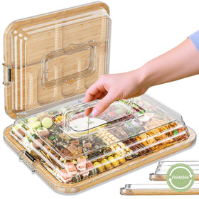 MAYELM charcuterie board foldable lid for easy storage and elegant presentation