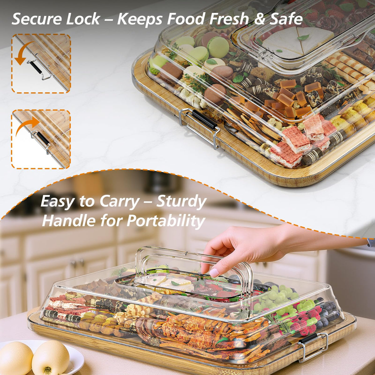 MAYELM charcuterie board six compartments for organized serving