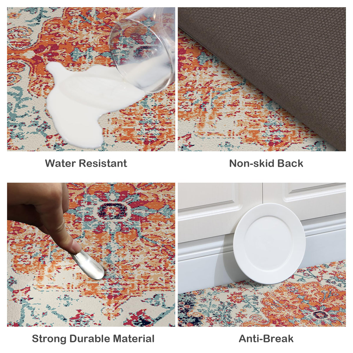 MAYHMYO Boho Kitchen Mat easy-clean surface resists stains