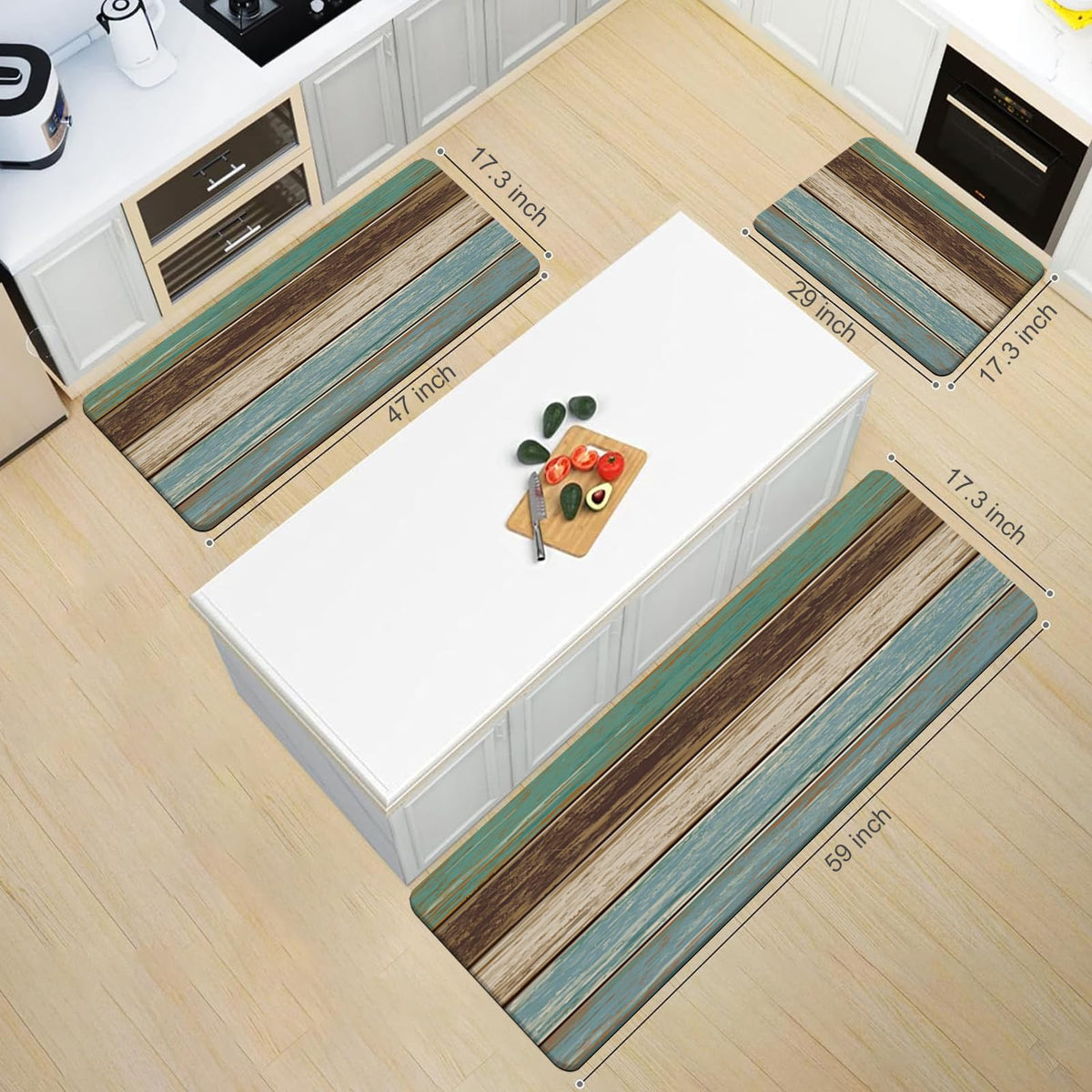 MAYHMYO rustic wood texture mats suit kitchens, laundry, or entries.