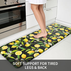 MAYHMYO lemon kitchen mat anti-fatigue 0-4 inch thickness for comfort