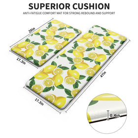 MAYHMYO lemon kitchen mat anti-fatigue 0.4 inch—close-up showing thick cushioning for standing tasks