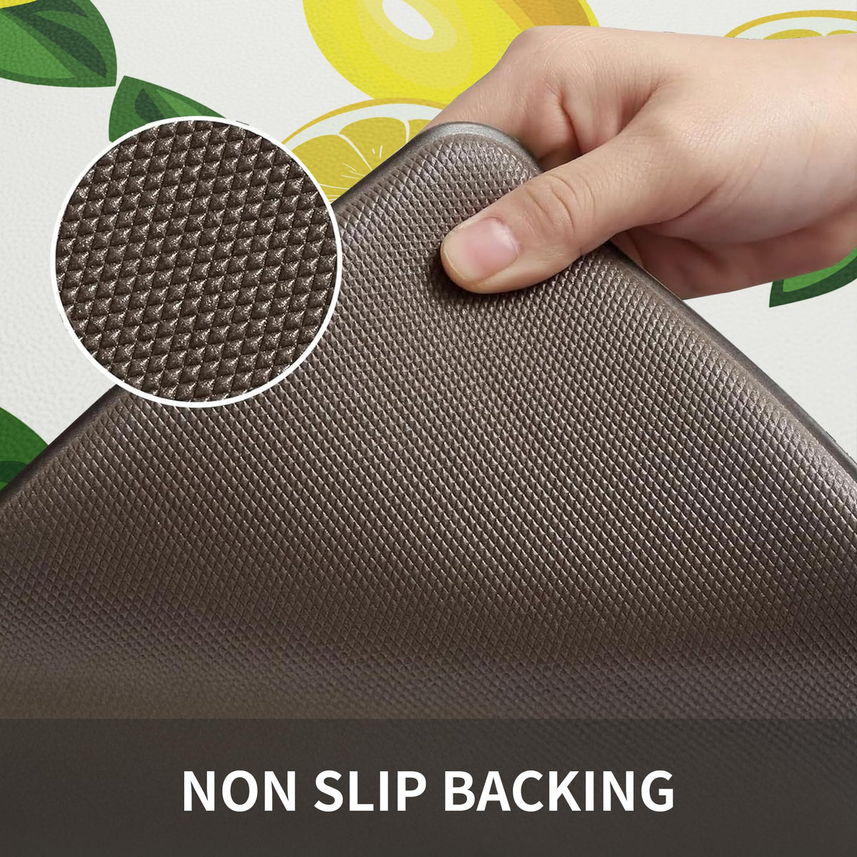 MAYHMYO lemon kitchen mat durable material—built for high-traffic areas