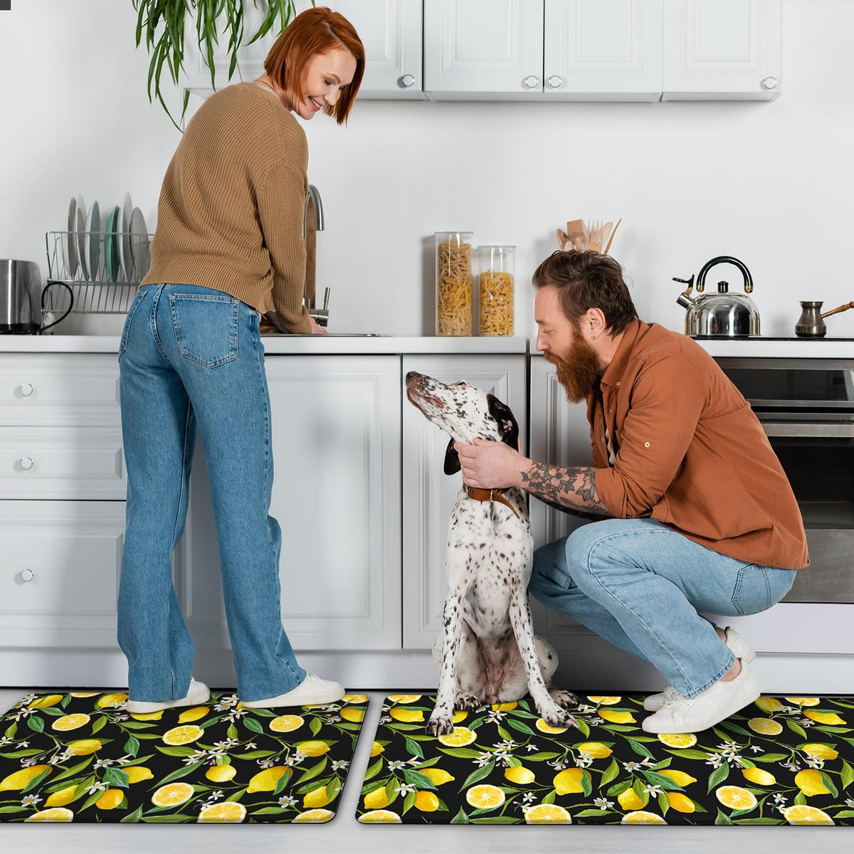 MAYHMYO lemon kitchen mat easy care, water and stain resistant surface